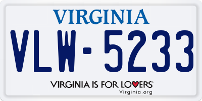 VA license plate VLW5233