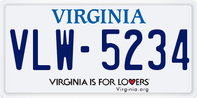 VA license plate VLW5234