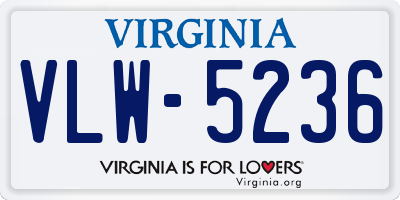 VA license plate VLW5236