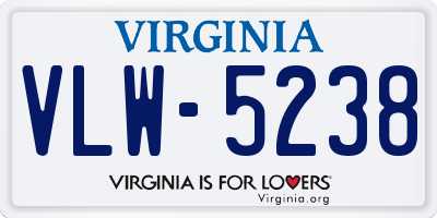 VA license plate VLW5238