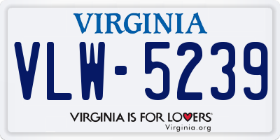 VA license plate VLW5239