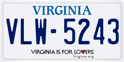 VA license plate VLW5243