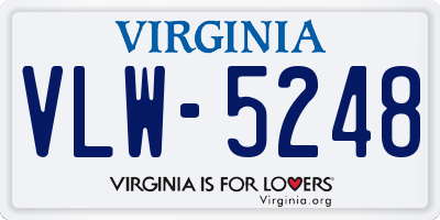 VA license plate VLW5248