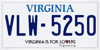 VA license plate VLW5250