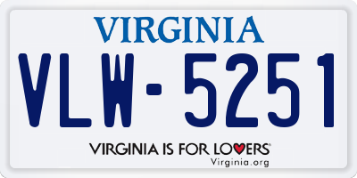 VA license plate VLW5251