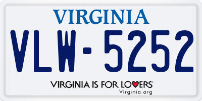 VA license plate VLW5252