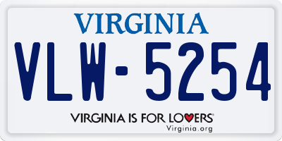 VA license plate VLW5254