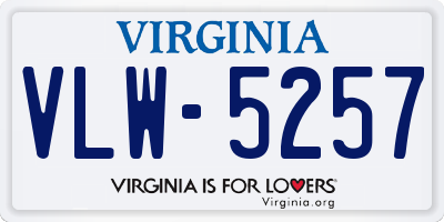 VA license plate VLW5257