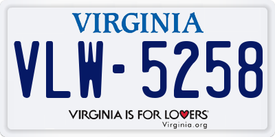 VA license plate VLW5258