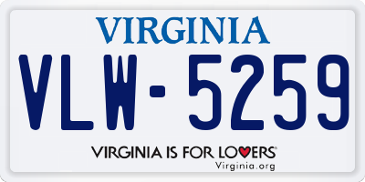 VA license plate VLW5259