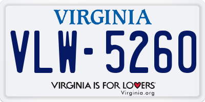 VA license plate VLW5260