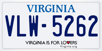 VA license plate VLW5262