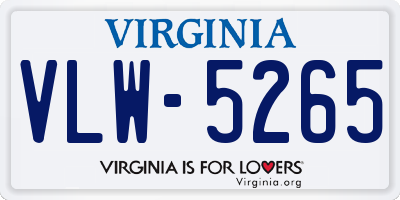 VA license plate VLW5265