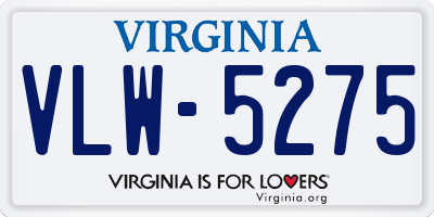 VA license plate VLW5275