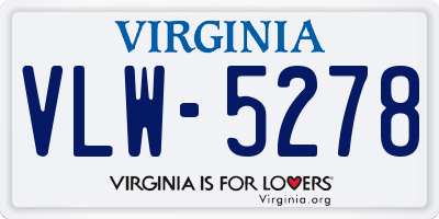 VA license plate VLW5278