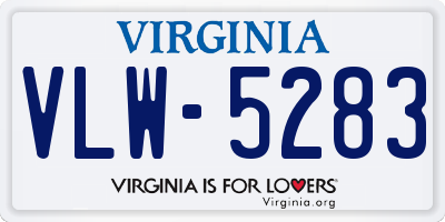 VA license plate VLW5283