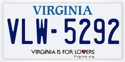 VA license plate VLW5292