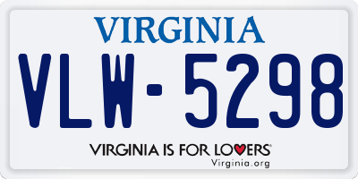 VA license plate VLW5298