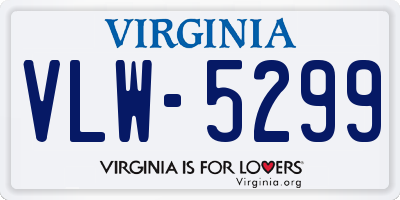 VA license plate VLW5299