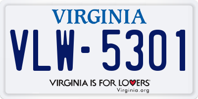 VA license plate VLW5301