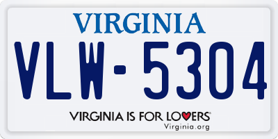 VA license plate VLW5304