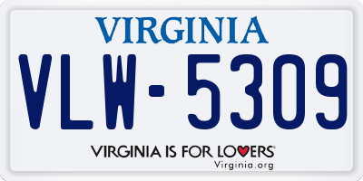 VA license plate VLW5309