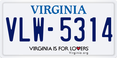 VA license plate VLW5314