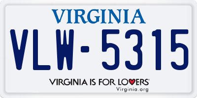 VA license plate VLW5315