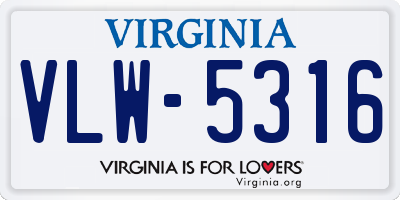 VA license plate VLW5316