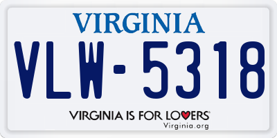 VA license plate VLW5318