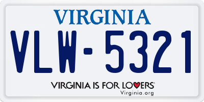 VA license plate VLW5321