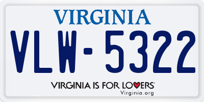 VA license plate VLW5322