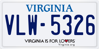 VA license plate VLW5326