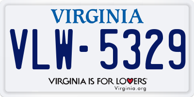 VA license plate VLW5329