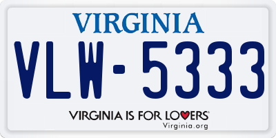 VA license plate VLW5333