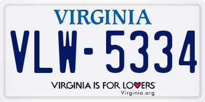 VA license plate VLW5334