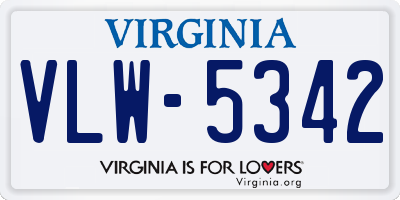 VA license plate VLW5342