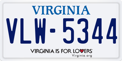 VA license plate VLW5344