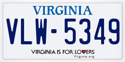 VA license plate VLW5349