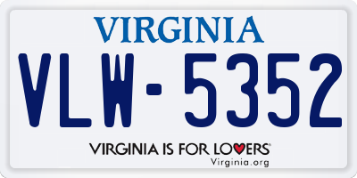 VA license plate VLW5352