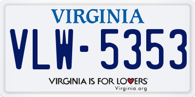 VA license plate VLW5353