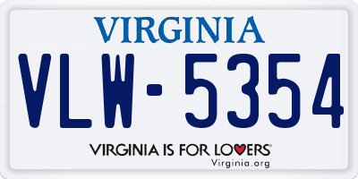 VA license plate VLW5354