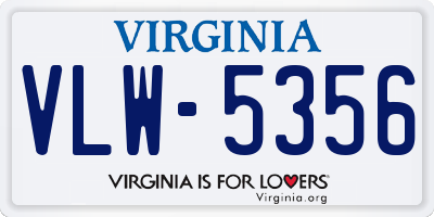 VA license plate VLW5356