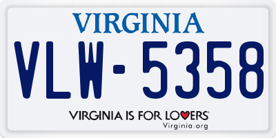 VA license plate VLW5358