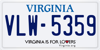 VA license plate VLW5359