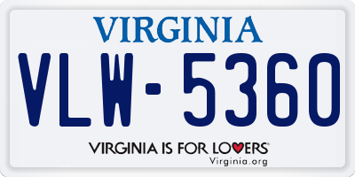 VA license plate VLW5360