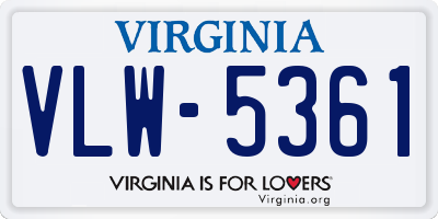 VA license plate VLW5361