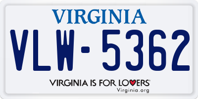 VA license plate VLW5362