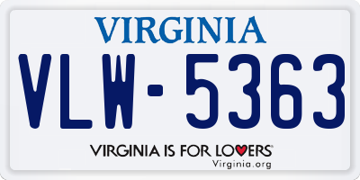 VA license plate VLW5363