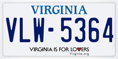 VA license plate VLW5364